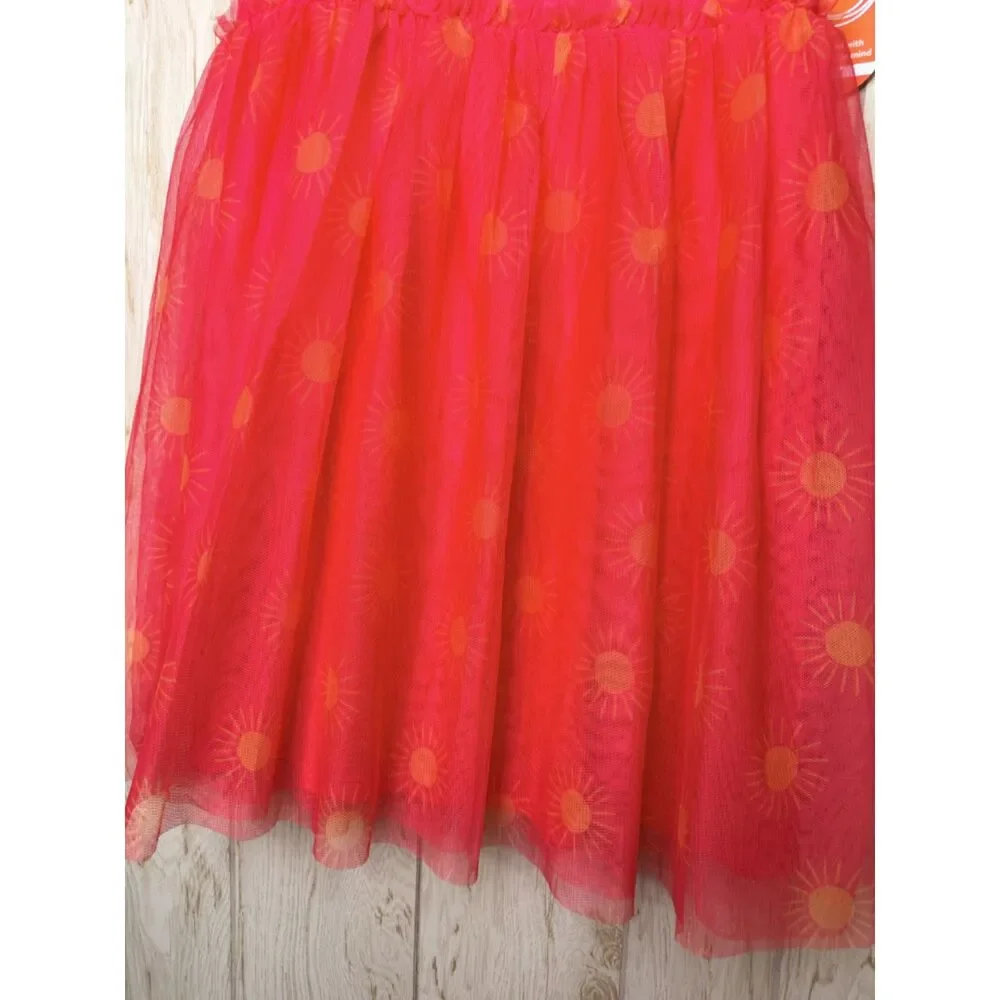 Wonder Nation Girls Tutu Dress with Short Sleeves Melon Delight XL